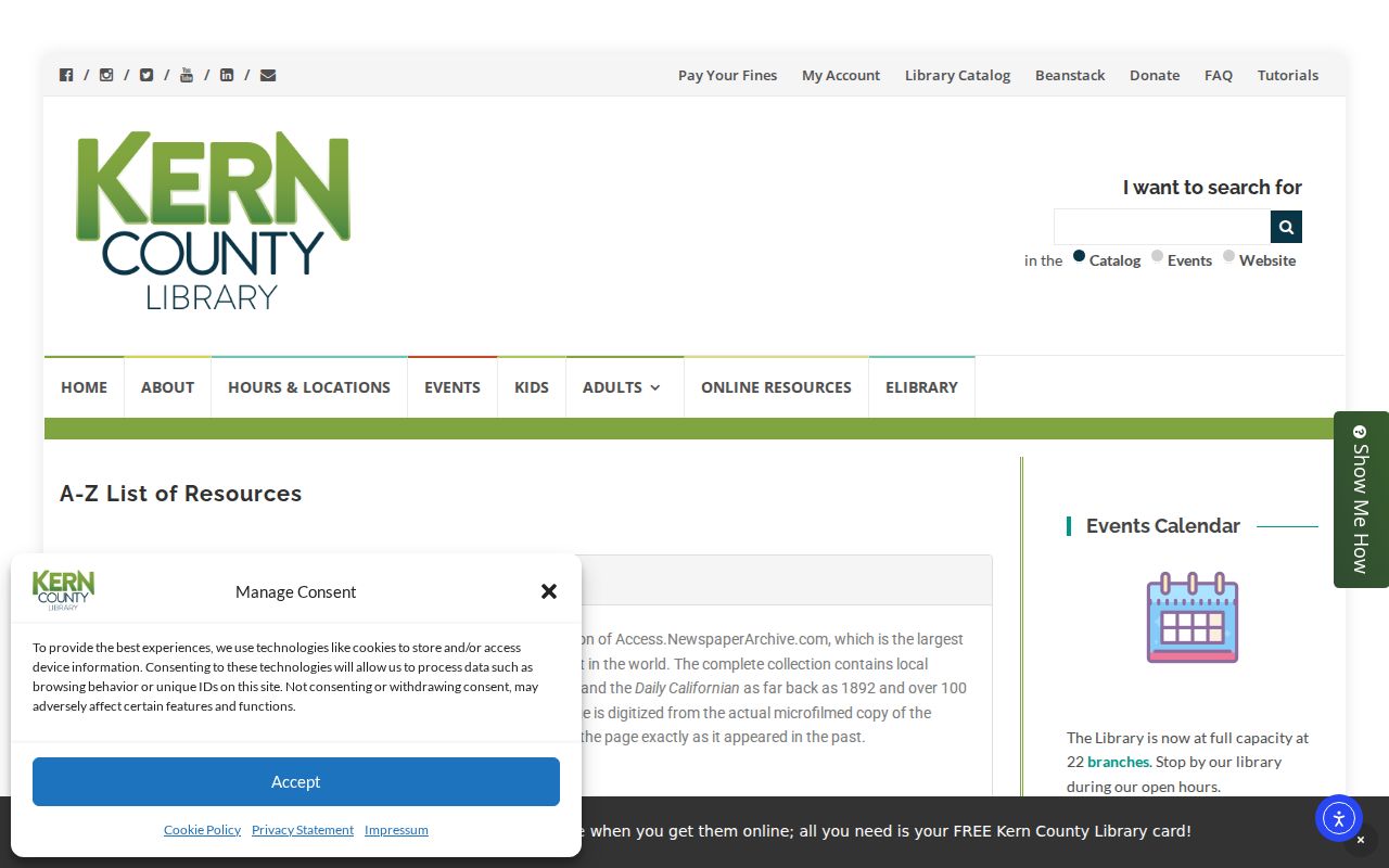 Kern County city directory view of library research resources