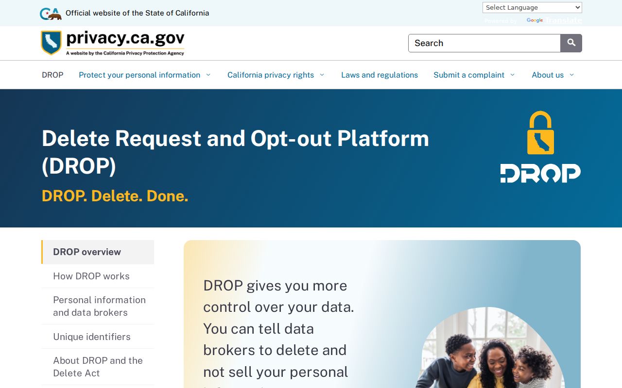 Kern County neighbors California DROP privacy portal