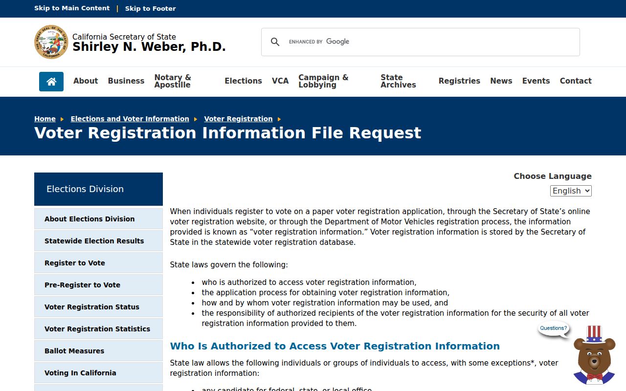 Kern County neighbors restricted voter file request